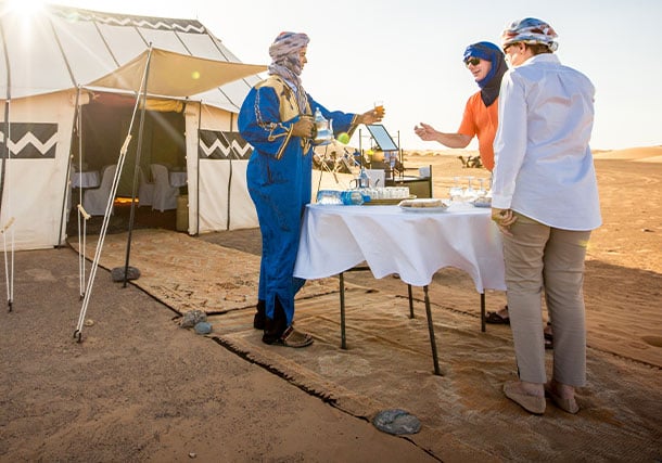 Africa Morocco Desert Camp Mint tea guests search