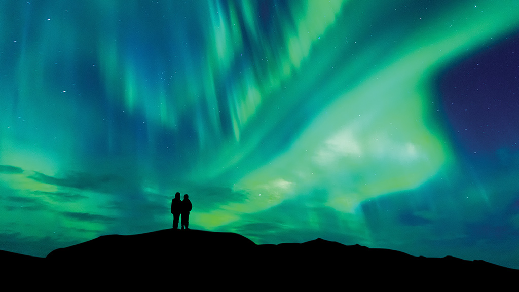 9 Europe Finland Lapland Northern Lights Couple