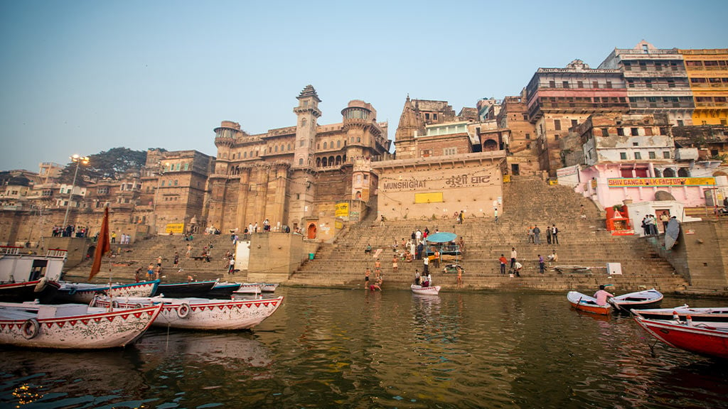 Asia India Varanasi Ghat Boats 14