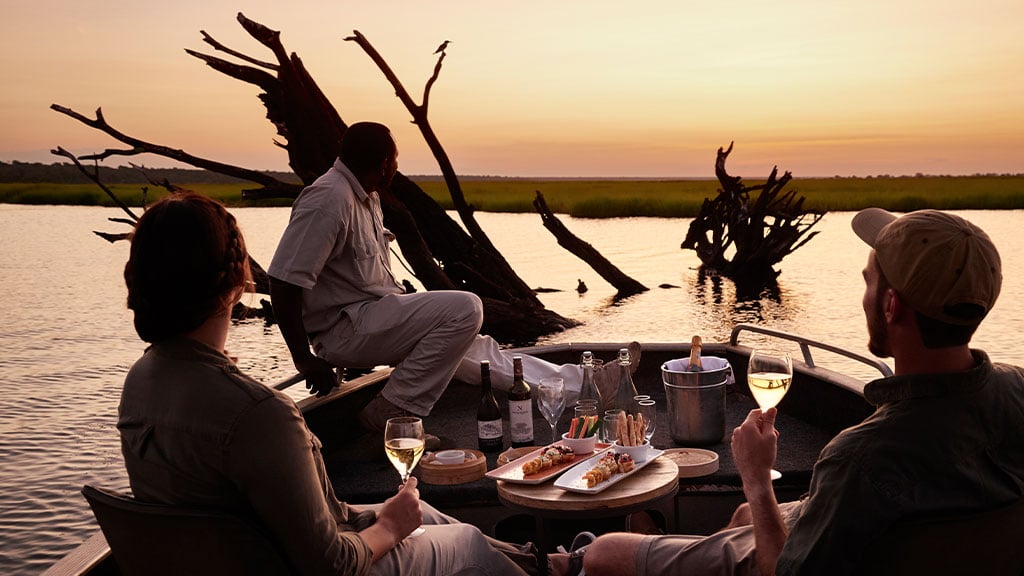 Africa Botswana Chobe Chilwero River Sundowner