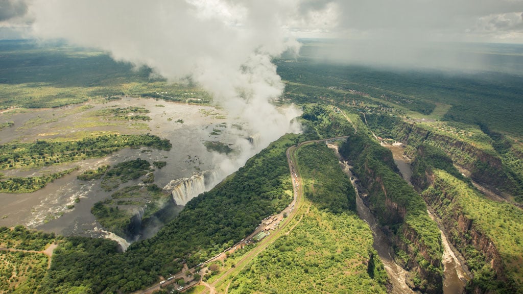 Africa Zambia Victoria Falls Aerial Helicopter Flight