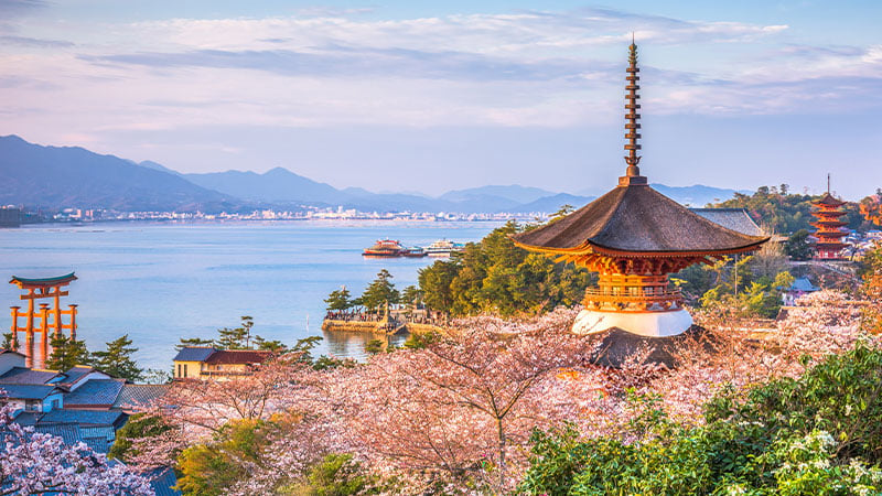 Asia Japan Miyajima Lake Temple