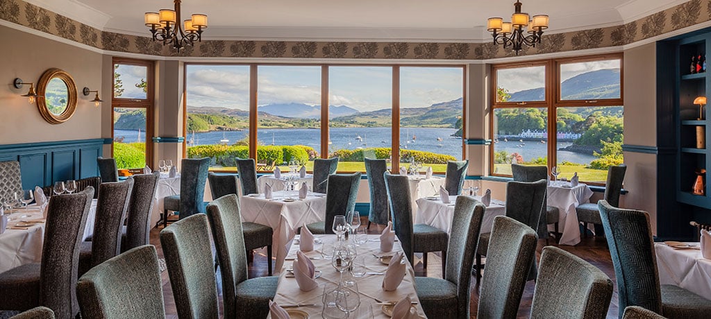 Europe Scotland Isle Skye Cuillin Hills Hotel restaurant