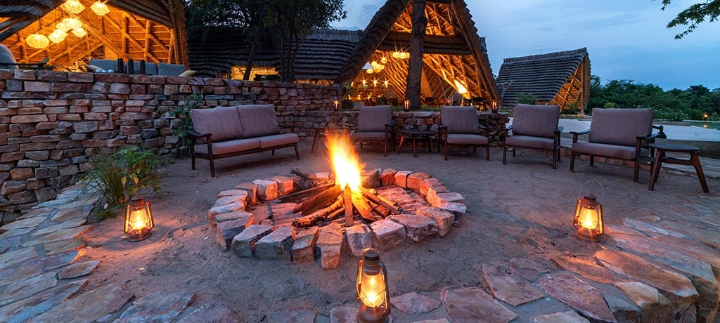 Africa Uganda Murchison Falls Nile Safari Lodge fire pit 