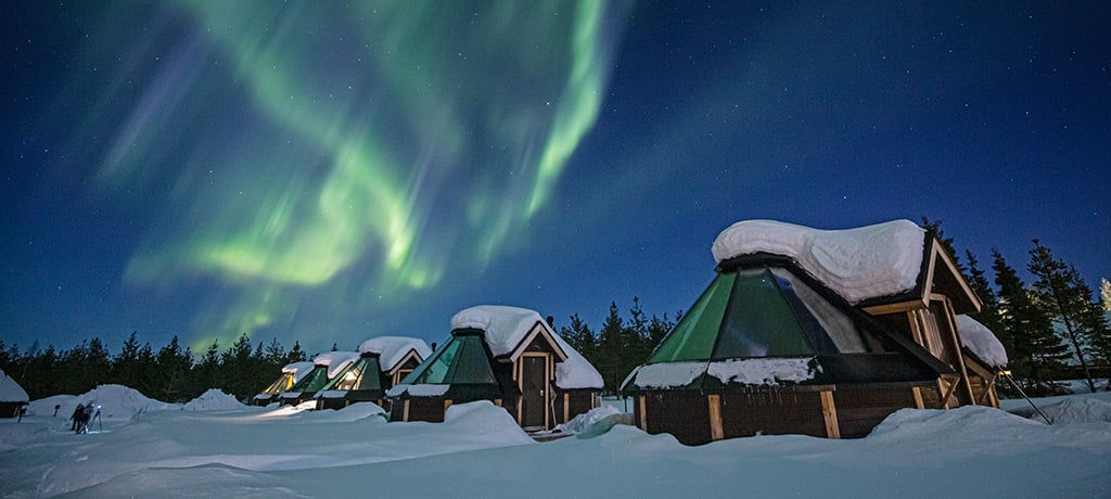 Europe Finland Levi Northern Lights Village Aurora Cabin exterior