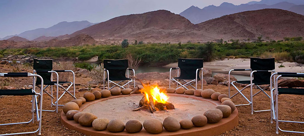 Africa Namibia Okahirongo River Camp fire pit 