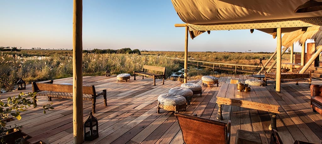 Africa Botswana Selinda Reserve Selinda Camp terrace