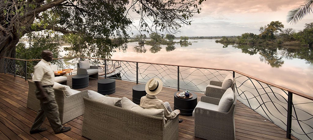 Africa Zambia Livingstone Thorntree River Lodge terrace