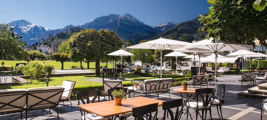 Europe Switzerland Interlaken Victoria Jungfrau Grand Hotel Spa terrace