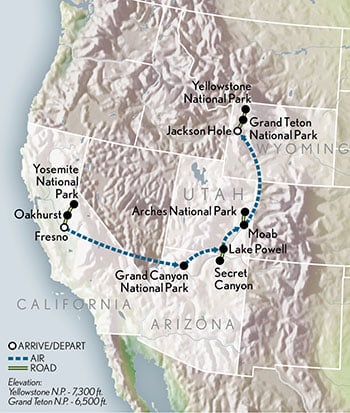 Tailor Made National Parks by Air Itinerary Map