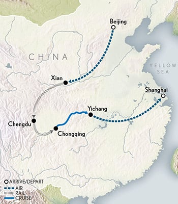 Private China & the Yangtze Itinerary Map