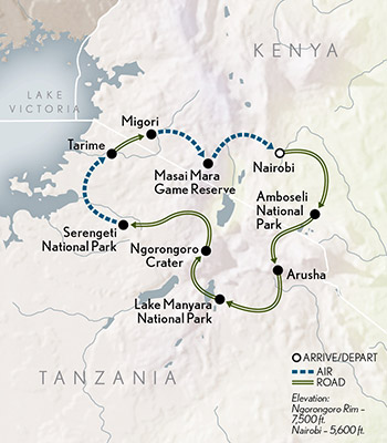 Private Kenya & Tanzania Itinerary Map
