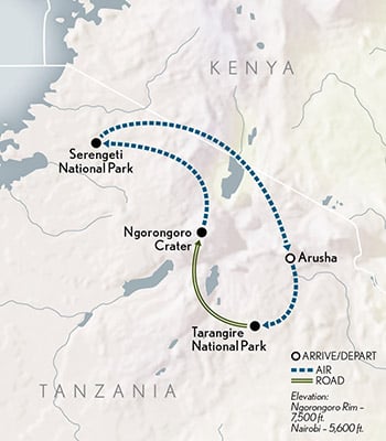 Private Tanzania Itinerary Map