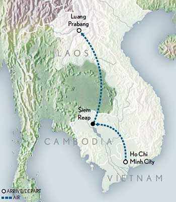 Tailor Made Family Indochina: Vietnam, Cambodia & Laos Itinerary Map