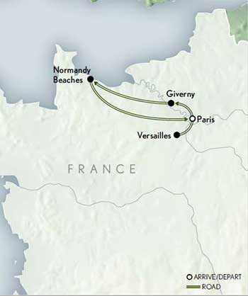 Tailor Made France: Paris & Normandy Itinerary Map