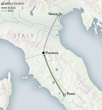 Tailor Made Italy: The Vatican to Venice Itinerary Map