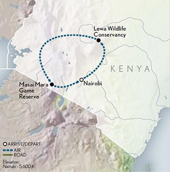 Tailor Made Kenya: The Masai Mara & Beyond Itinerary Map