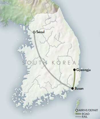 Tailor Made South Korea: Culture & Cuisine Itinerary Map