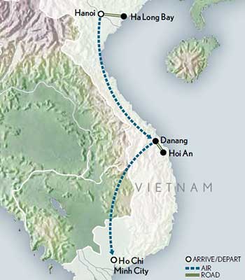 Tailor Made Vietnam: North to South Itinerary Map
