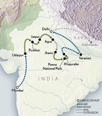 Taj Mahal & the Treasures of India - Pushkar Fair Itinerary Map