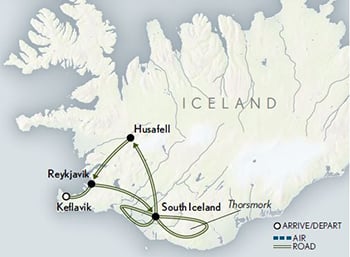 Iceland: Geysers & Glaciers Itinerary Map
