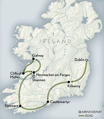Ireland: Splendors of the Emerald Isle Itinerary Map