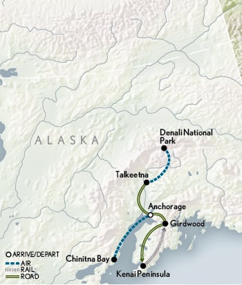 Tailor Made Family Alaska: Wild Frontiers Itinerary Map