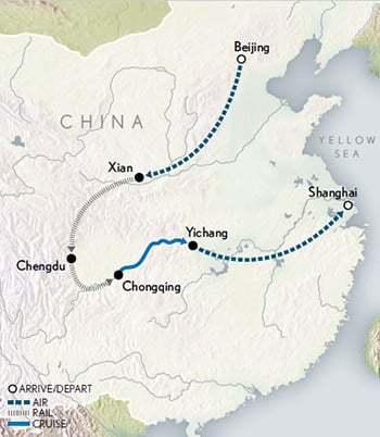 China & the Yangtze Itinerary Map