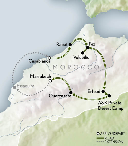 Splendors of Morocco Itinerary Map