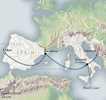 Wings Over the Mediterranean Itinerary Map
