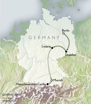 Germany: Berlin to Bavaria Itinerary Map