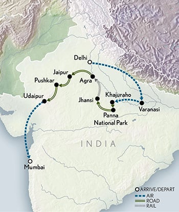 Taj Mahal & the Treasures of India - Pushkar Fair Itinerary Map