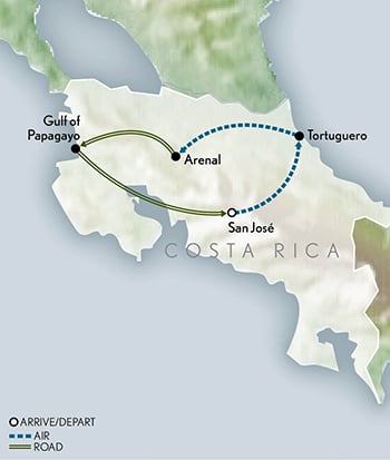 Tailor Made Costa Rica: An Immersive Rainforest Adventure Itinerary Map