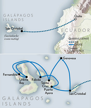Tailor Made Galápagos: Northern & Western Route with Ecoventura Itinerary Map