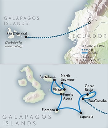 Tailor Made Galápagos: Southern & Central Route with Ecoventura Itinerary Map