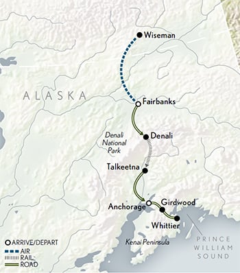 Alaska: Wilderness & Wildlife Itinerary Map