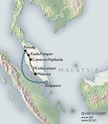 Singapore & Malaysia: Tapestry of Cultures Itinerary Map