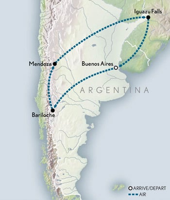 Tailor Made Argentina: Wine Country & Natural Wonders Itinerary Map