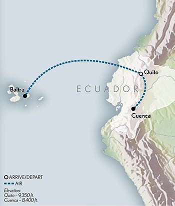 Tailor Made Ecuador & Galápagos by Land Itinerary Map