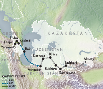 Caspian Odyssey: Golden Eagle Itinerary Map