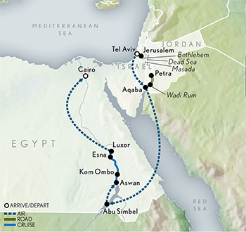 Wings Over Israel, Jordan & Egypt Itinerary Map